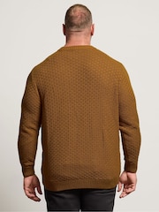 BadRhino Big & Tall Brown Textured Crew Neck Knitted Jumper - Image 3 of 6