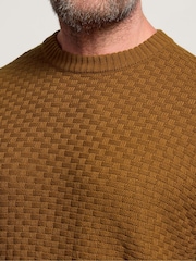 BadRhino Big & Tall Brown Textured Crew Neck Knitted Jumper - Image 4 of 6