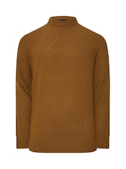 BadRhino Big & Tall Brown Textured Crew Neck Knitted Jumper - Image 5 of 6
