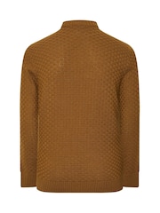 BadRhino Big & Tall Brown Textured Crew Neck Knitted Jumper - Image 6 of 6