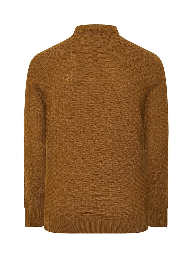 BadRhino Big & Tall Brown Textured Crew Neck Knitted Jumper - Image 6 of 6