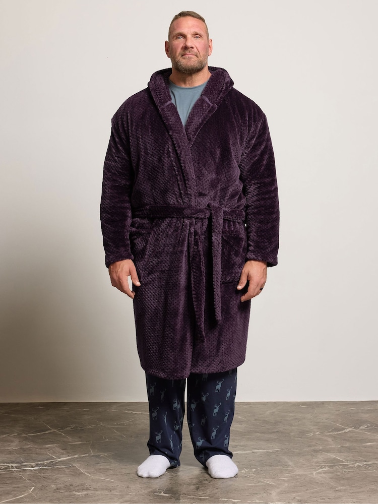 BadRhino Big & Tall Red Textured Hooded Robe - Image 1 of 5 BadRhino Big & Tall Red Textured Hooded Robe - Image 1 of 5