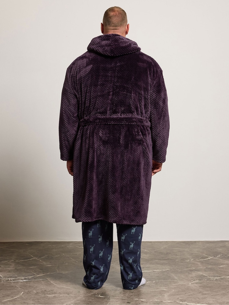 BadRhino Big & Tall Red Textured Hooded Robe - Image 2 of 5 BadRhino Big & Tall Red Textured Hooded Robe - Image 2 of 5