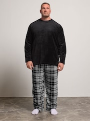 BadRhino Big & Tall Black Checked Fleece Pyjama Bottoms - Image 1 of 5