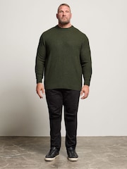 BadRhino Big & Tall Green Textured Crew Neck Knitted Jumper - Image 2 of 6