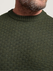 BadRhino Big & Tall Green Textured Crew Neck Knitted Jumper - Image 4 of 6