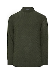 BadRhino Big & Tall Green Textured Crew Neck Knitted Jumper - Image 5 of 6