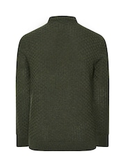 BadRhino Big & Tall Green Textured Crew Neck Knitted Jumper - Image 6 of 6