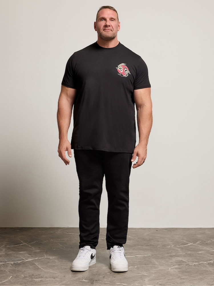 BadRhino Big & Tall Black Japanese Koi T-Shirt - Image 2 of 6 BadRhino Big & Tall Black Japanese Koi T-Shirt - Image 2 of 6
