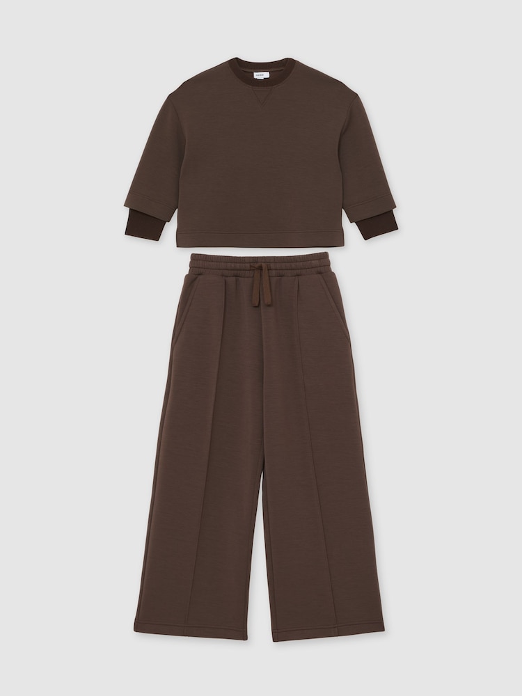 Reiss Chocolate Bernie 9-13 yrs Interlock Sweatshirt and Joggers Set - Image 2 of 4 Reiss Chocolate Bernie 9-13 yrs Interlock Sweatshirt and Joggers Set - Image 2 of 4