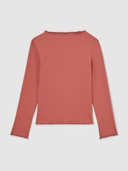 Reiss Rose Brittany 3-9 yrs Stretch-Cotton Lettuce-Trim Ribbed Top - Image 2 of 4
