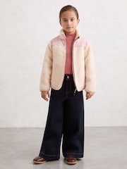 Reiss Ivory Fenella Floral-Panel Fleece Jacket - Image 3 of 4