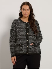 Evans Textured Button Black Cardigan - Image 1 of 6