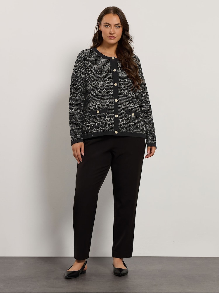 Evans Textured Button Black Cardigan - Image 2 of 6 Evans Textured Button Black Cardigan - Image 2 of 6