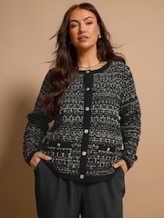 Evans Textured Button Black Cardigan - Image 5 of 6