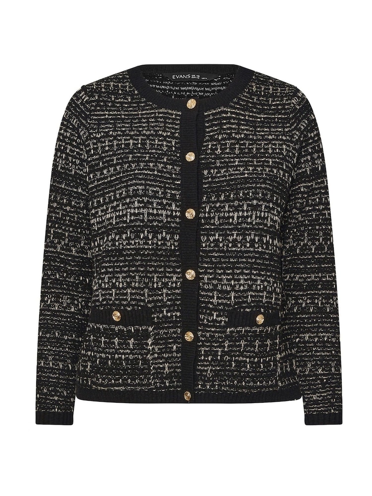 Evans Textured Button Black Cardigan - Image 6 of 6