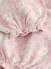 Orange Ditsy Floral Textured Bloomer Trousers (3mths-7yrs) - Image 3 of 4