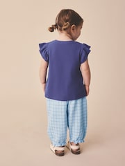 Blue Grid Check Textured Bloomer Trousers (3mths-7yrs) - Image 3 of 7