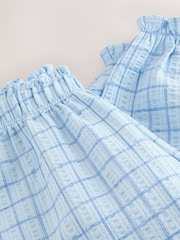Blue Grid Check Textured Bloomer Trousers (3mths-7yrs) - Image 6 of 7