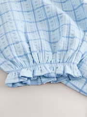 Blue Grid Check Textured Bloomer Trousers (3mths-7yrs) - Image 7 of 7