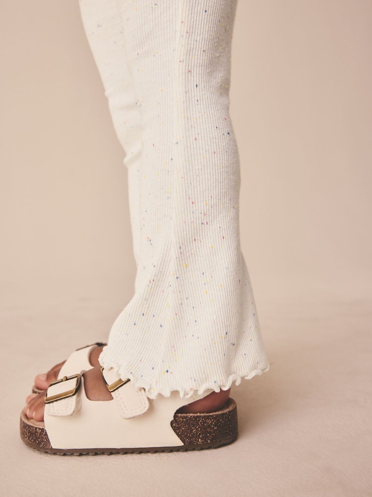 Oatmeal Nep Ribbed Flare Leggings (3mths-7yrs) - Image 5 of 5