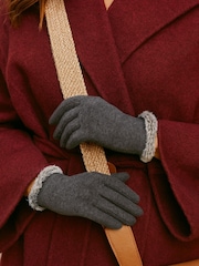 Totes Grey Thermal SmarTouch Gloves With Tipped Fur Cuff - Image 1 of 2
