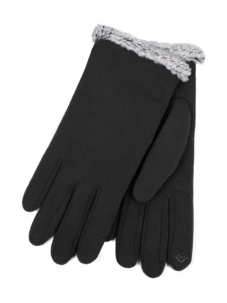 Totes Black Thermal SmarTouch Gloves With Tipped Fur Cuff - Image 2 of 2 Totes Black Thermal SmarTouch Gloves With Tipped Fur Cuff - Image 2 of 2