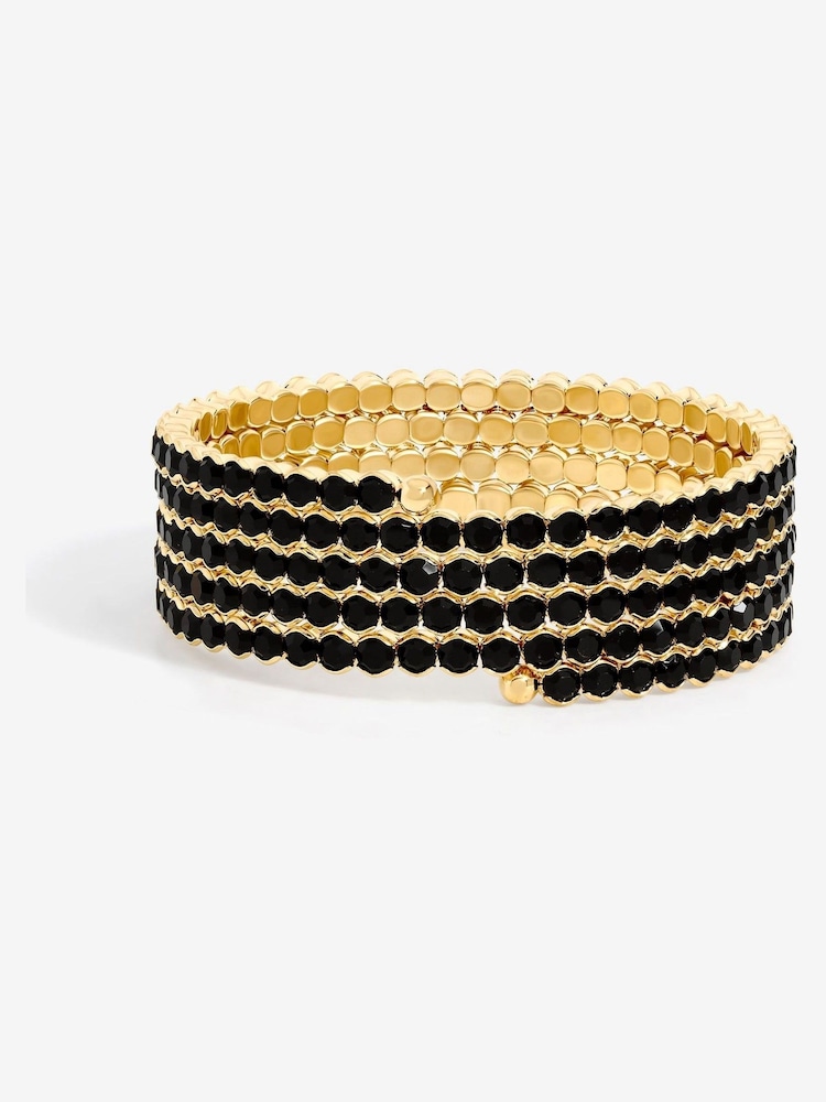 Mood Gold Tone Black Round Wrap Cuff Bracelet - Image 1 of 2