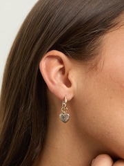 Mood Gold Tone Resin Heart Huggie Earrings 3 Pack - Image 2 of 3