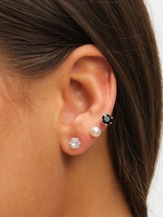 Mood Metallic Tone Pearl, Crystal Jet Stud Earrings - Pack of 3 - Image 3 of 3