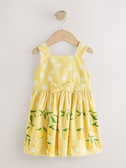 Yellow Lemon Spot Bow Front Prom Dress (3mths-8yrs) - Image 5 of 8