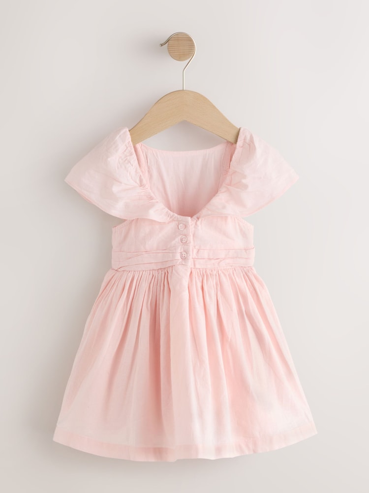 Rosa pálido - Vestido de graduación con mangas de ángel (3 meses-8 años) - Imagen 2 de 4