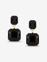 Mood Gold Tone Jet Crystal Rectangle Drop Earrings - Image 1 of 5