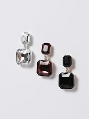 Mood Gold Tone Jet Crystal Rectangle Drop Earrings - Image 3 of 5