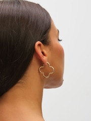 Mood Metallic Polished Open Clover Hoop Earrings Pack of 2 - Image 3 of 4