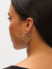 Mood Metallic Polished Open Clover Hoop Earrings Pack of 2 - Image 4 of 4