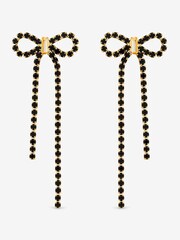 Mood Gold Tone Jet Crystal Bow Statement Earrings - Image 3 of 3