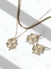 Mood Gold Tone Polished Crystal Clover Double Row Pendant - Image 2 of 4