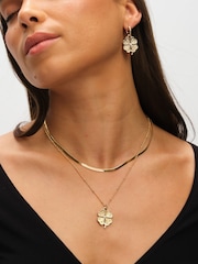 Mood Gold Tone Polished Crystal Clover Double Row Pendant - Image 3 of 4