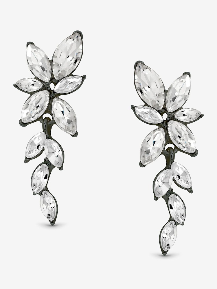 Mood Black Crystal Leaf Drop Earrings - Image 1 of 5 Mood Black Crystal Leaf Drop Earrings - Image 1 of 5