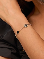 Mood Gold Tone Jet Clover Toggle Bracelet - Image 3 of 4