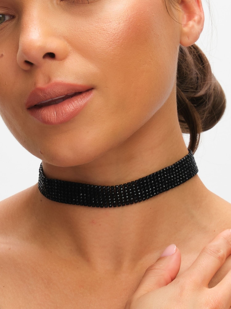 Mood Black Jet Crystal Statement Choker Necklace - Image 2 of 3