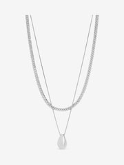 Mood Silver Tone Polished Triple Row Sculpted Nugget Pendant - Image 1 of 4