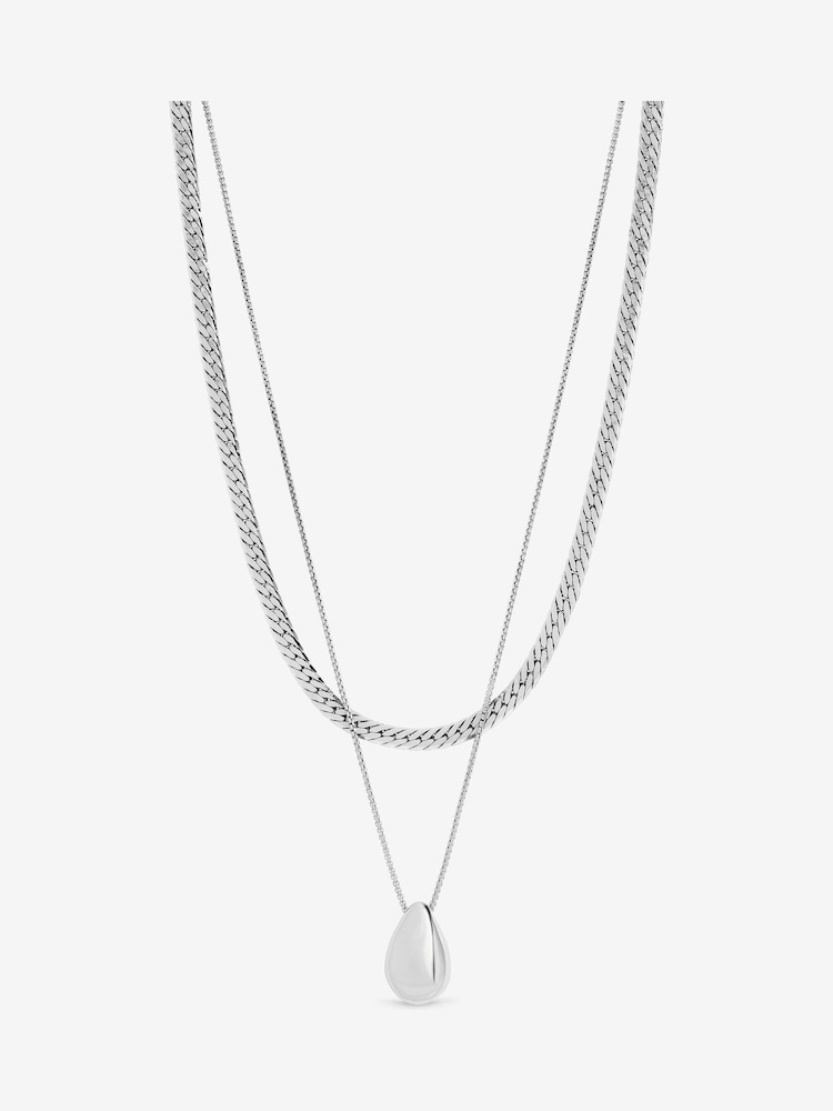 Mood Silver Tone Polished Triple Row Sculpted Nugget Pendant - Image 1 of 4