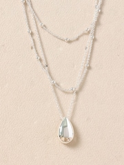 Mood Silver Tone Polished Triple Row Sculpted Nugget Pendant - Image 2 of 4