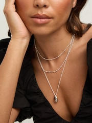 Mood Silver Tone Polished Triple Row Sculpted Nugget Pendant - Image 4 of 4