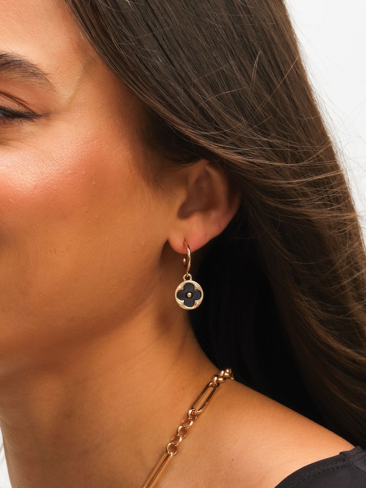 Mood Gold Tone Jet Heart Clover Huggie Charm Earrings Pack of 3 - Image 4 of 4 Mood Gold Tone Jet Heart Clover Huggie Charm Earrings Pack of 3 - Image 4 of 4