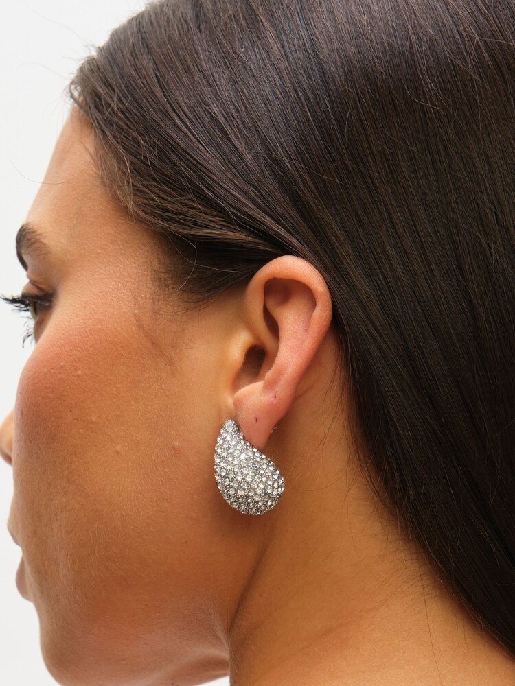 Mood Silver Tone Crystal Dome Stud Earrings - Image 4 of 4 Mood Silver Tone Crystal Dome Stud Earrings - Image 4 of 4