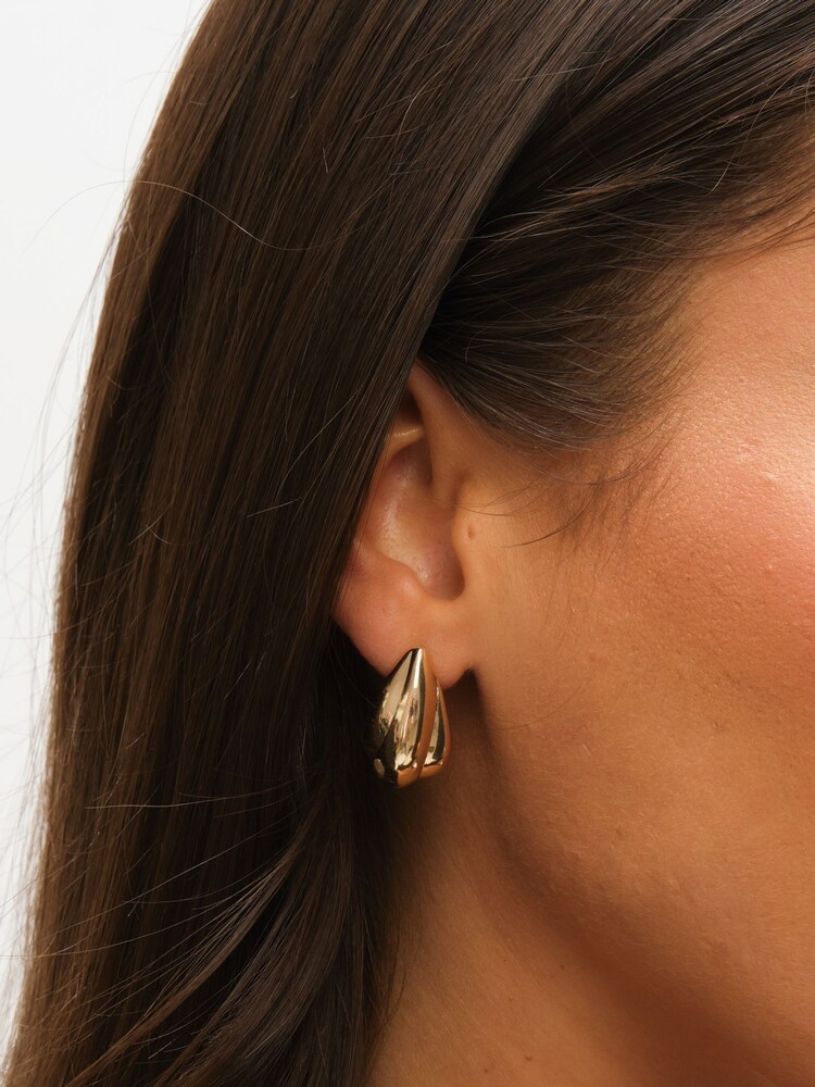 Mood Gold Tone Polished Jet Crystal Dome Earrings 2 Pack - Image 2 of 4