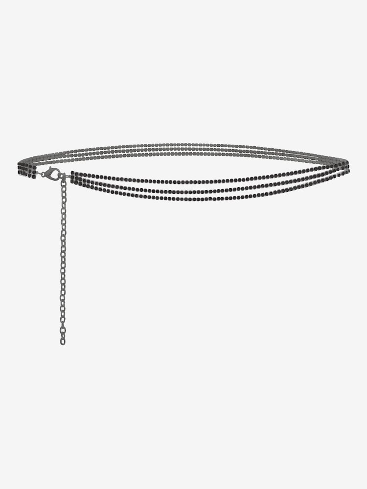 Mood Black Jet Crystal Layered Chain Belt - Image 1 of 2